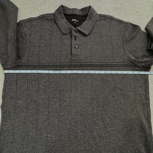 Marc Edwards Polo Shirt Long Sleeve Mens Size XL Mock Tee Charcoal Gray Stripes - Picture 8 of 12
